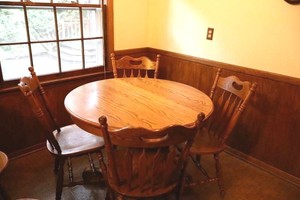 Wood Dining Table & Chairs with Extension Leaf