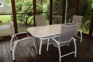 Outdoor Patio Dining Set - Table & 4 Mesh Armchairs