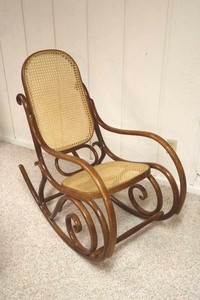 Vintage Thonet-Style Bentwood Cane Rocking Chair