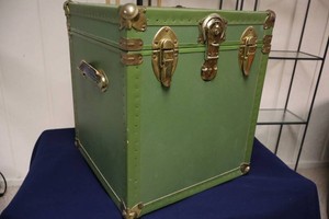 Vintage Green Storage Trunk with Long Lock Co. T47 Lock