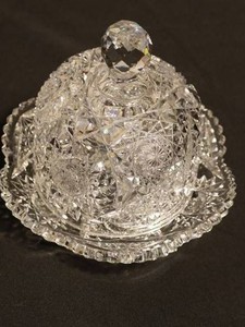 Antique Cut-Glass Cheese Dome With Serving Base