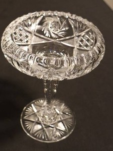 American Brilliant Period Crystal Pedestal Compote Bowl - 6 X 8 in