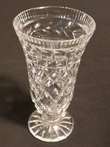 Vintage Waterford Crystal Diamond-Cut Footed Vase