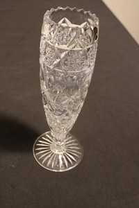 Vintage Cut Crystal Fluted Bud Vase - 10