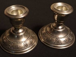 Wallace Sterling Rose Point Candle Holders