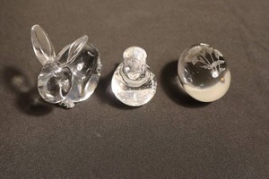 Clear Glass Bunny, Duck & Floral Egg Figurines Mixed Lot