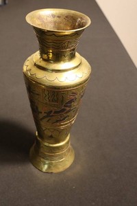 Egyptian Cairo Ware Brass Vase - 11 in