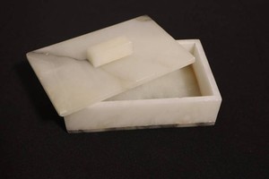 Hand-Carved White Alabaster Trinket Box
