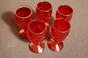 Vintage Viking Glass Georgian Ruby Red Wine Glasses