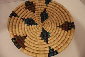 Hand-Crafted Natural Straw Coiled Basket - 10 Round