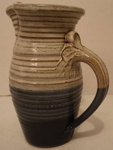 Studio Pottery Ribbed Glazed Pitcher