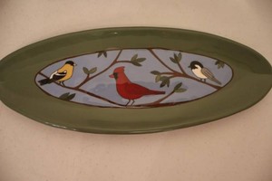 Bird Motif Serving Tray by Holmquist Pottery, Northfield Minnesota