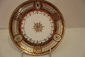 Exquisite Antique Nippon Porcelain Plate with Hand-Painted Motifs and Rich Gold Gilding