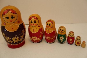 Vintage Russian Matryoshka Nesting Dolls Set of 7