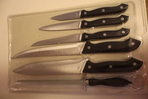 Stainless Steel Kitchen Knife Set with Sharpening Steel
