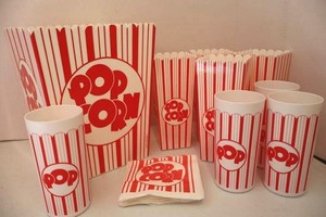 Popcorn Serving Set With Tubs, Cups & Napkins