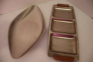 Vintage Mid-Century Stainless Steel Serving Trays (Lot of 2)