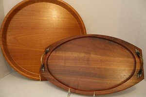 Vintage Ozark Walnutware & Maison Saito Wooden Serving Trays (Lot of 2)