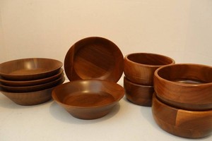 Vintage Kustom Kraft Solid Black Walnut Serving Bowls