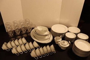 Harmony House Silver Melody Fine China Service for 12 & Serving Pieces