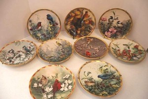 Lenox Natures Collage Collector Plates - Catherine McClung & Wanda Mumm (Lot of 9)