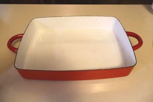 Vintage Dansk Red Enamel Rectangular Baker