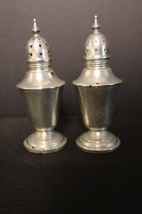 Antique Sterling Silver Salt & Pepper Shakers - 3 12 H
