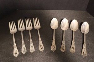 Vintage 1934 Wallace Sterling Rose Point Flatware (Lot of 8)