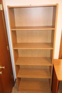 Oak-Finish Six-Shelf Bookcase - 71 H