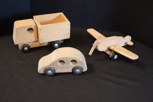 Creative Playthings Wooden Toy Vehicles - 3-Piece Mixed Lot