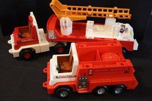 Vintage Fisher-Price Fire Truck Vehicles (Lot of 2)