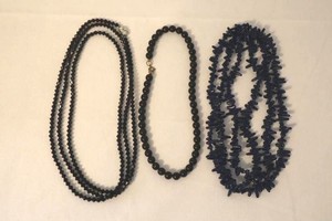 Black & Dark Blue Beaded Necklaces (Lot of 3)