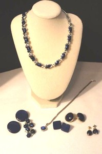 Blue & Silver Jewelry Mixed Lot - 2 Necklaces & 6 Earrings