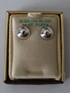 Vintage Sterling Silver Stud Earrings - 14K Gold Posts