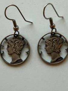 Vintage 1944 U.S. Mercury Dime .925 Silver Earrings
