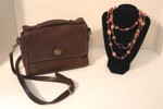 Authentic Coach Leather Purse & Beaded Necklace Mixed Lot