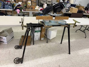 Hitachi 8 12 Slide Compound Saw on Rolling Stand with Extensions