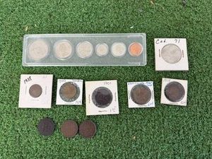 Mixed Lot Canadian Coins - Large Cents, 1971 Dollar, 1972 Set