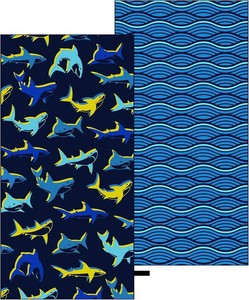 Microfiber Beach Towel, Bright Yellow Blue Shark Beach Towel for Travel