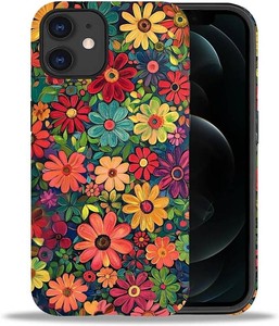 ZHEGAILIAN Case for iPhone 11,Colorful Red Flowers 2 in 1 Hard Shell  Silicone,Shockproof Bumper Drop Protective Compatible with iPhone 11