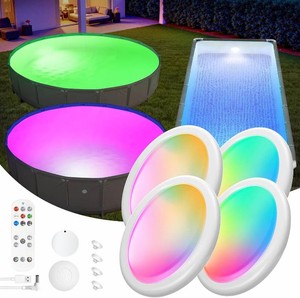 $35 Askyli Rechargeable Submersible Pool Lights, IP68 Waterproof LED Pool Lights with Remote for Above Ground Inground Pool, Pond, Party Decoration (4 Piece)