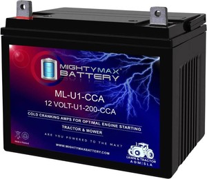 $60 ML-U1-CCA -12 Volt, 200 CCA, Nut and Bolt (NB) Terminal, Rechargeable SLA AGM Battery