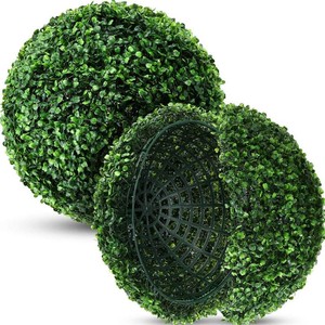 $31 Hotop 2 Pcs 11 Inch Artificial Plant Topiary Ball 4 Layers Garden Spheres Boxwood Balls Artificial Topiaries Spheres Decorative Plants for Backyard, Balcony, Garden, Indoor Outdoor Decor(Green)