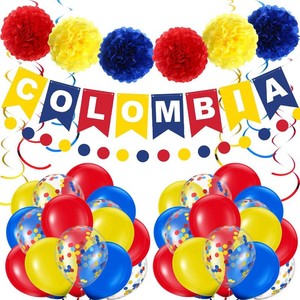 $22 Roundfunny Colombia Party Decorations Kit, Red Blue Yellow Party Supply