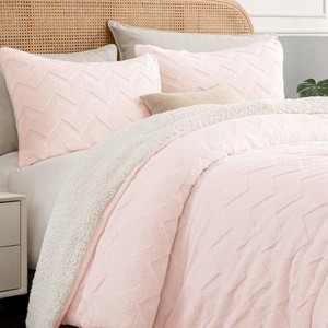 $53 BEDELITE Fluffy Twin Comforter Set - Super Soft Sherpa Pink Comforter for Twin Size Bed, Luxury Warm Bedding Set for Winter, Fuzzy Bed Set 2 piece (1 Comforter, 1 Pillowcase)