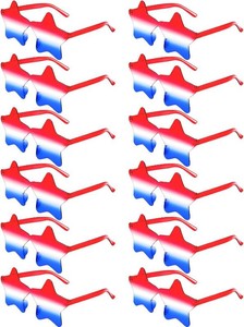 12 Pack 4th of July Sunglasses, Patriotic Red White Blue StarHeart Glasses, American Flag Party Favor Accessories