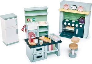 $58 Tender Leaf Toys - Dovetail Dollhouse Accessories - Detailed Ultra Stylish Wooden Furniture Sets and Room Decor - Encourage Creative and Imaginative Fun Play for Children 3 (Dovetail Kitchen Set)
