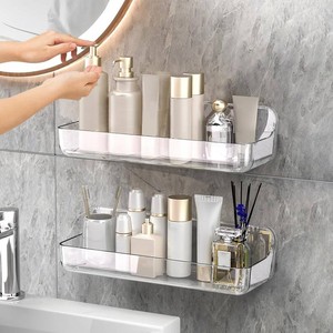 $23 CGBE 2-Pack Adhesive Shower Shelves, Acrylic Bathroom Wall Caddy, Clear