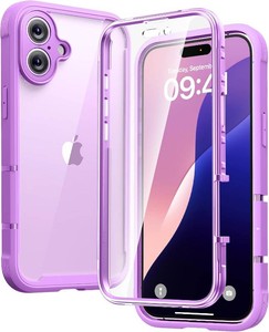 Diaclara Designed for iPhone 16 Case, Full Body Rugged Case with Built-in Touch Sensitive Anti-Scratch Screen Protector, Upgraded Full Camera Protection for iPhone 16 6.1 (Dark Pink)