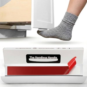 The Handless Handle   8 Ergonomic Foot Pull for Kitchen Trash & Cabinet Drawers  Hands-Free, Touchless, Peel-and-Stick  Renter-Friendly  Wont Damage Cabinets (White, 1 Pack)